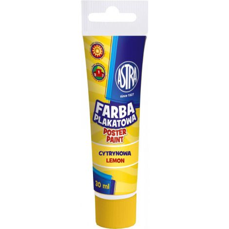 Farba plakatowa Astra, 30ml, żółta cytrynowa